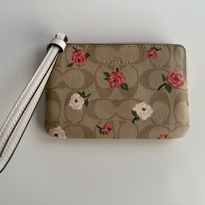 Coach Floral Beige Wristlet